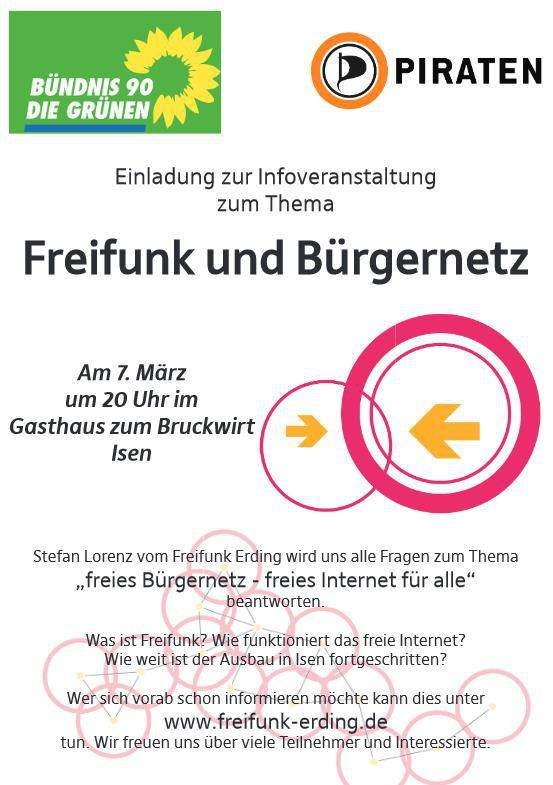 Freifunk Erding, Piratenpartei und Isener Grüne informieren über Freifunk und Bürgernetz