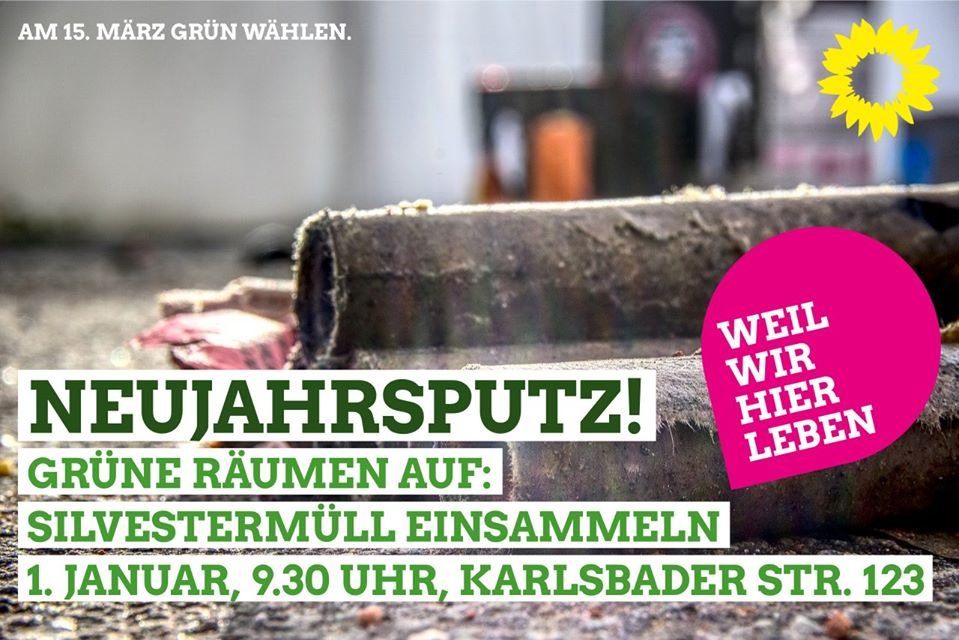 Neujahrsputz - GRÜNE sammeln Silvestermüll ein