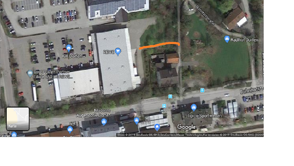 Antrag der GAL-Fraktion im Dorfener Stadtrat zur Verbesserung des Fuß- und Radweges zwischen Bahnweg und den Verbrauchermärkten