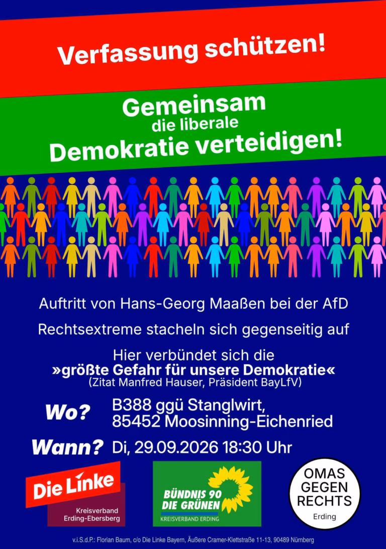 Gegendemo für den Auftritt von Hans-Georg Maaßen bei der AFD : “ Gemeinsam die liberale Demokratie verteidigen“